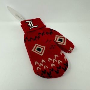 Louisville Cardinals Womens Winter Mittens Gloves Red Knit Sweater Style Logo